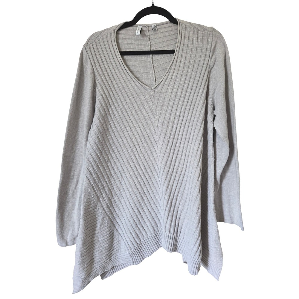 Beatrix Ost Womens XXL Tunic VNeck Sharkbite Asymmetrical‎ Hem Sweater Lagenlook
